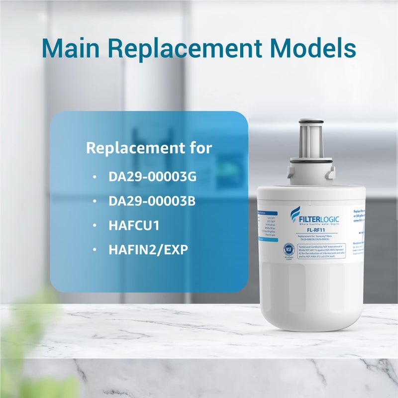 Filterlogic DA29-00003G Refrigerator Water Filter, Replacement for Samsung DA29-00003B, RSG257AARS, RFG237AARS, HAFCU1, RFG297AARS, RS22HDHPNSR, WSS-1, 2 Filters - Image 3